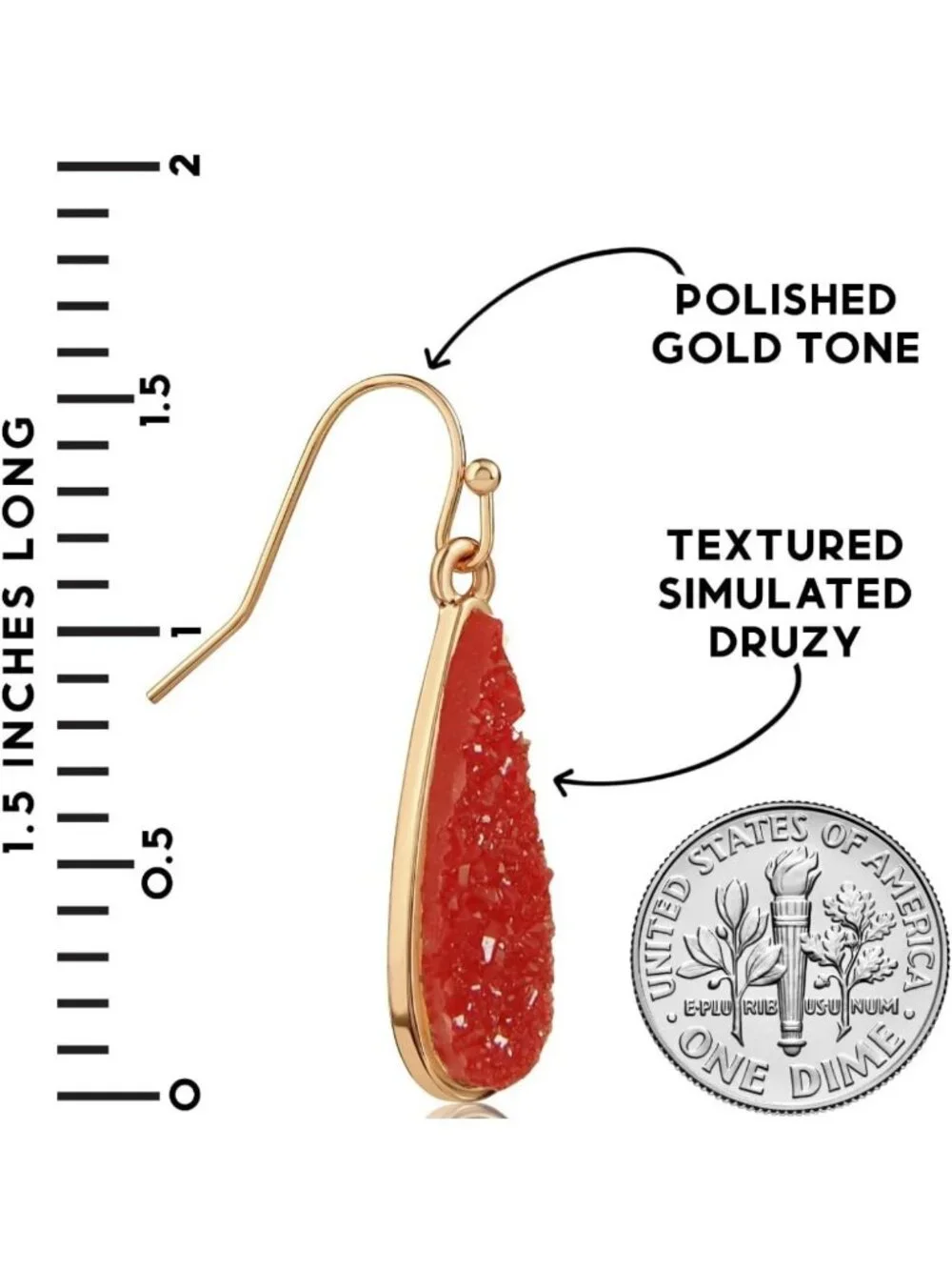 Sparkly Boho Teardrop Dangle Earrings with Simulated Druzy Stones for Women